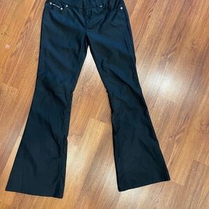 Y2K DNKY “Coated” black flare pants- low rise. Size 5